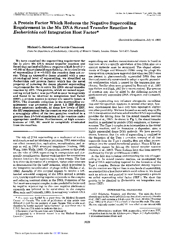 (PDF) A protein factor which reduces the negative supercoiling ...