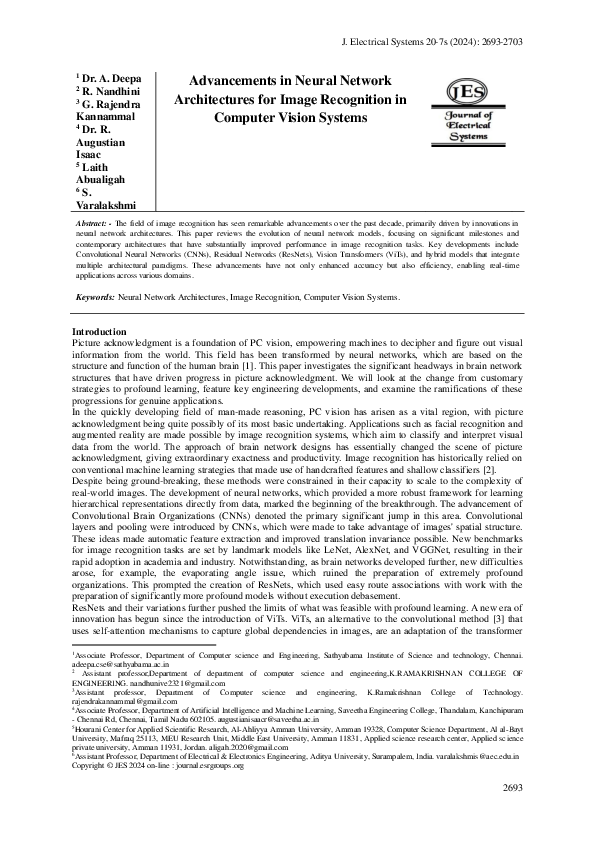 (PDF) Advancements in Neural Network Architectures for Image ...