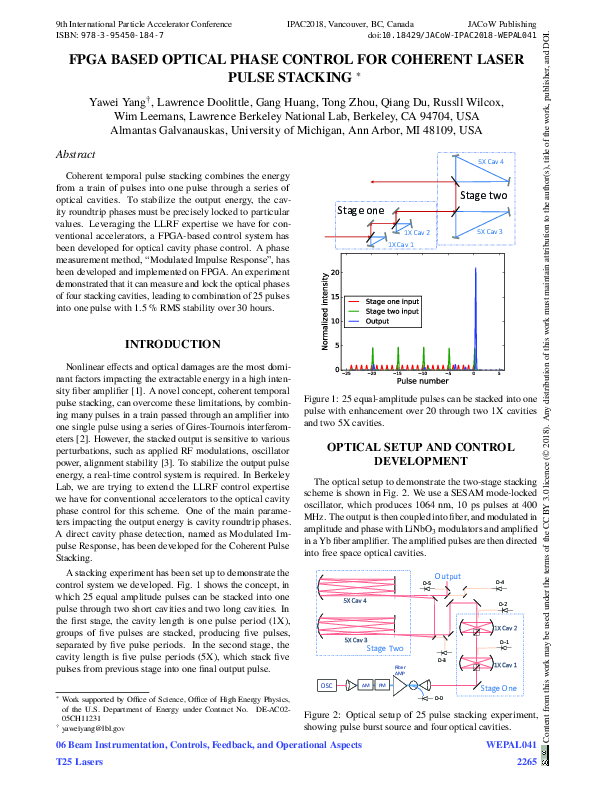 (PDF) FPGA Based Optical Phase Control for Coherent Laser Pulse Stacking