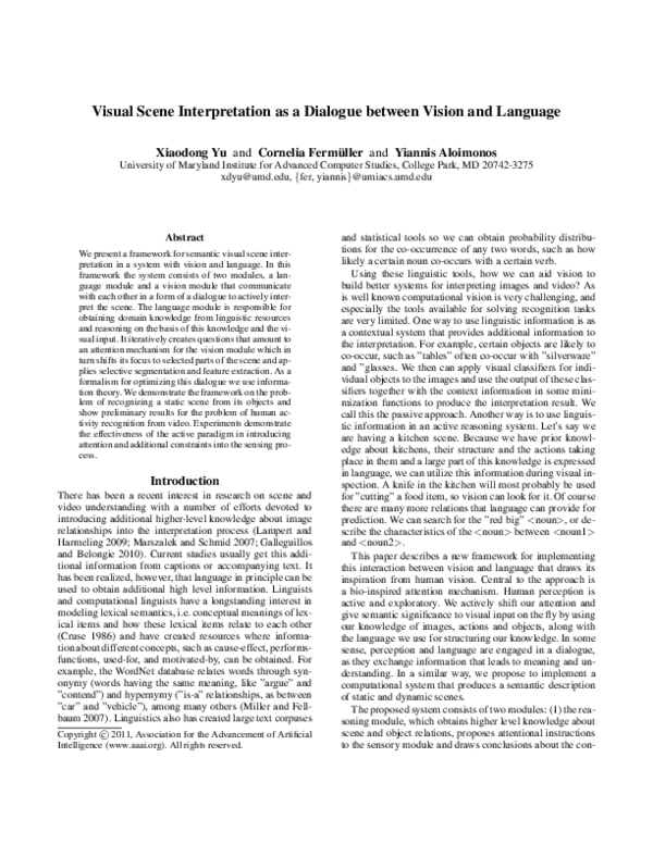 (PDF) Visual Scene Interpretation as a Dialogue between Vision and Language