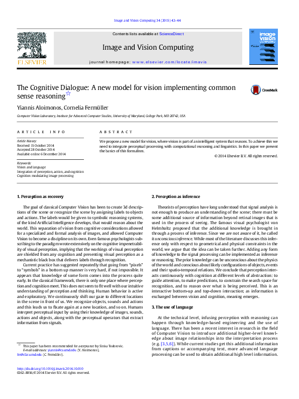 (PDF) The Cognitive Dialogue: A new model for vision implementing ...