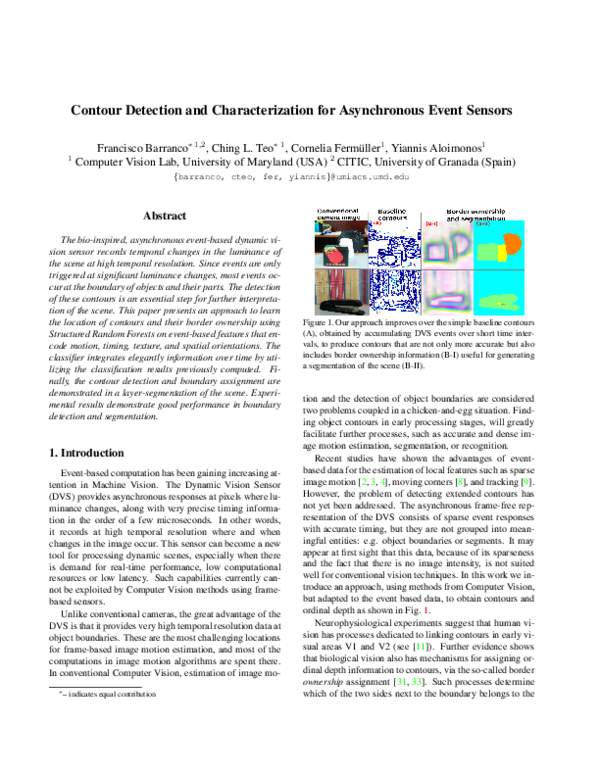(PDF) Contour Detection and Characterization for Asynchronous Event Sensors