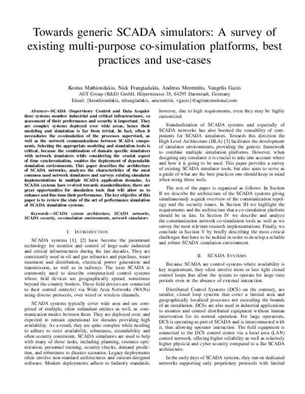 (PDF) Towards generic SCADA simulators : A survey of existing multi ...