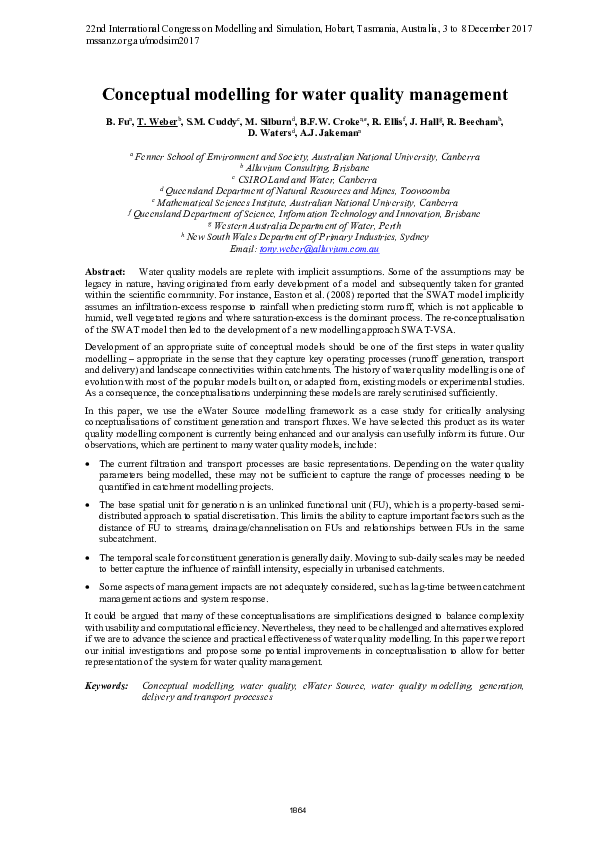 (PDF) Conceptual modelling for water quality management