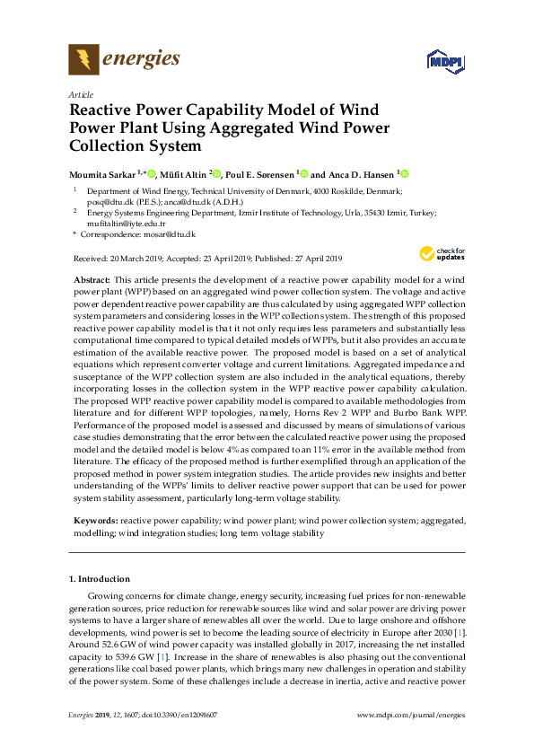 (PDF) Reactive Power Capability Model of Wind Power Plant Using ...