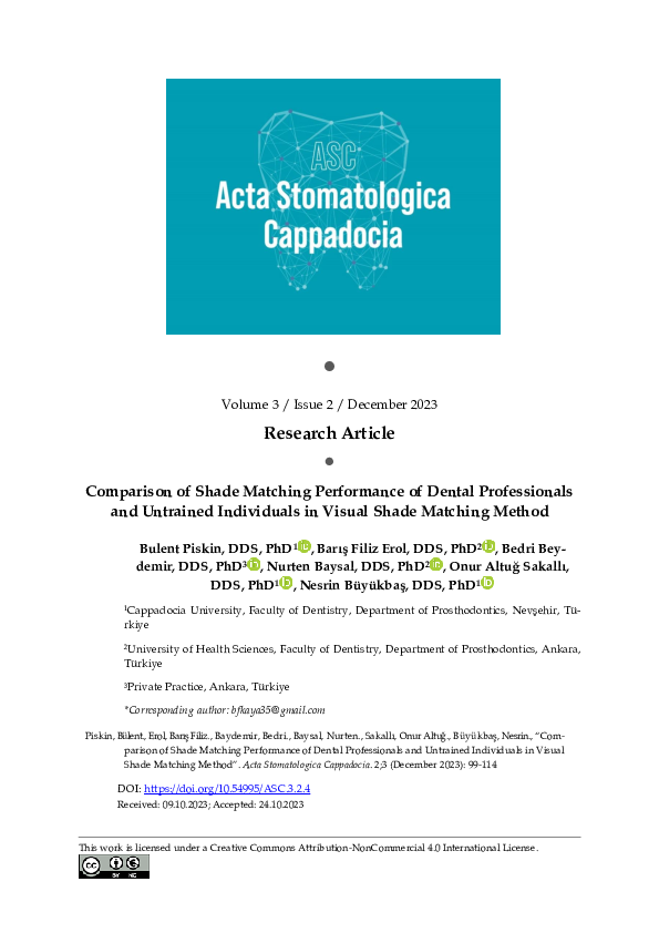 (PDF) Comparison of Shade Matching Performance of Dental Professionals ...