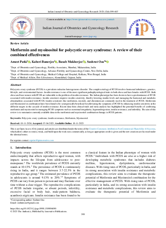 (PDF) Metformin and myoinositol for polycystic ovary syndrome: A review ...