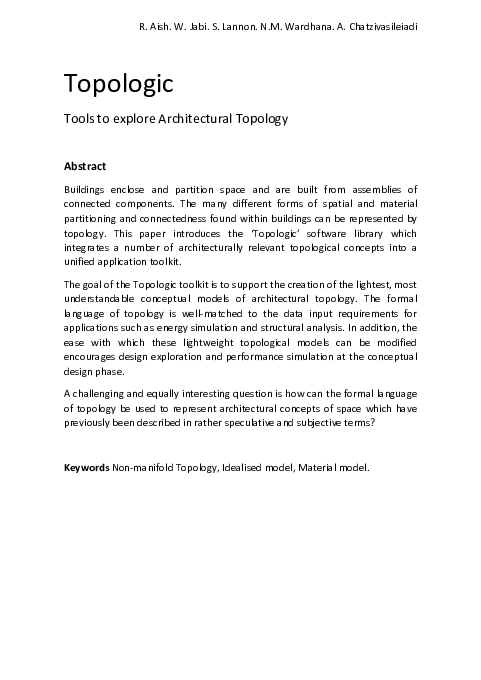 (PDF) Topologic: Tools to explore architectural topology