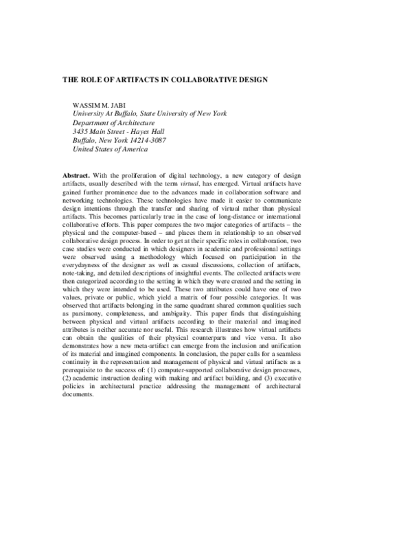 (PDF) The Role of Artifacts in Collaborative Design