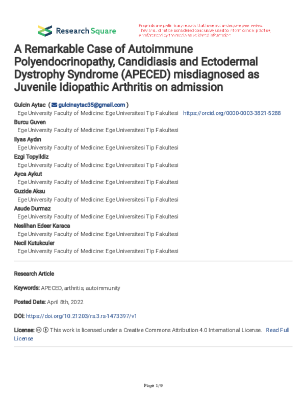 (PDF) A Remarkable Case of Autoimmune Polyendocrinopathy, Candidiasis ...