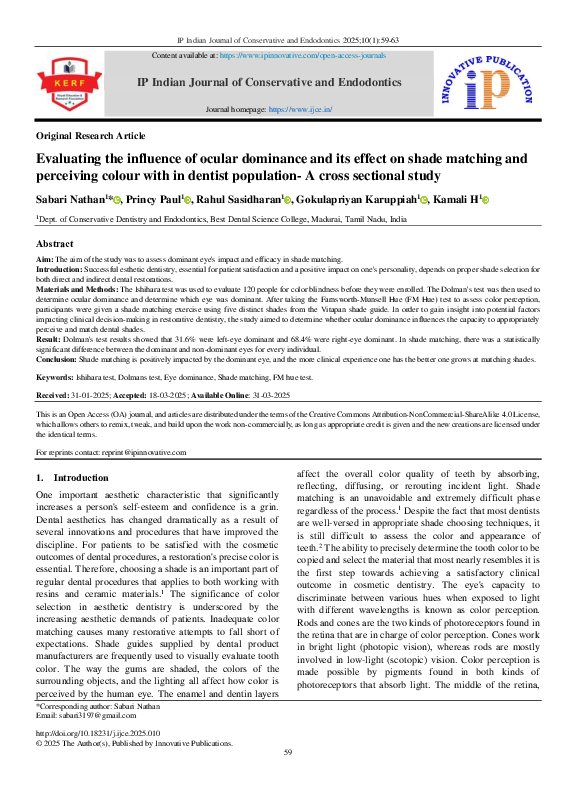 (PDF) Evaluating the influence of ocular dominance and its effect on ...