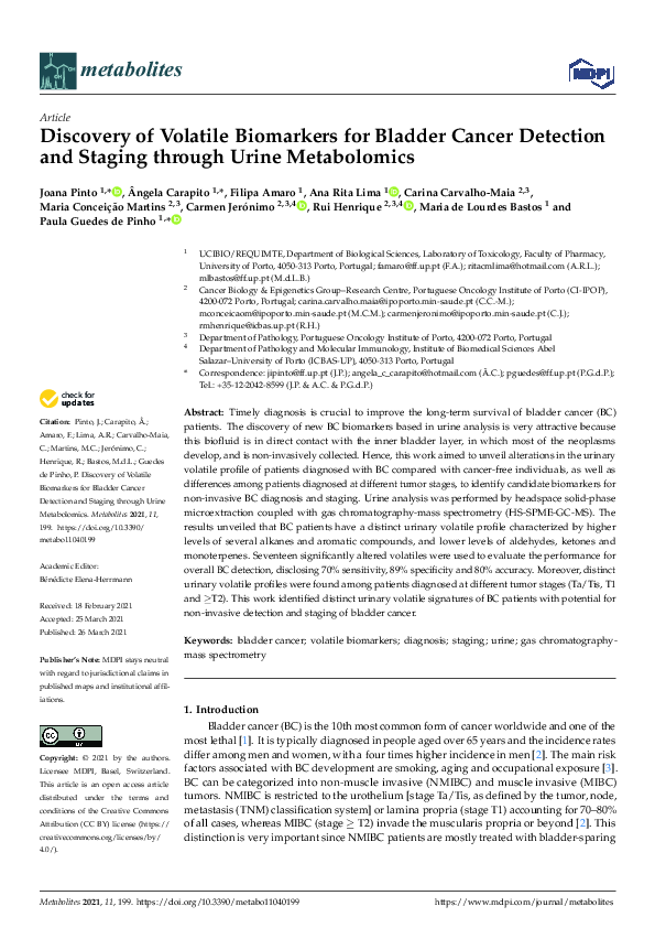 (PDF) Discovery of Volatile Biomarkers for Bladder Cancer Detection and ...