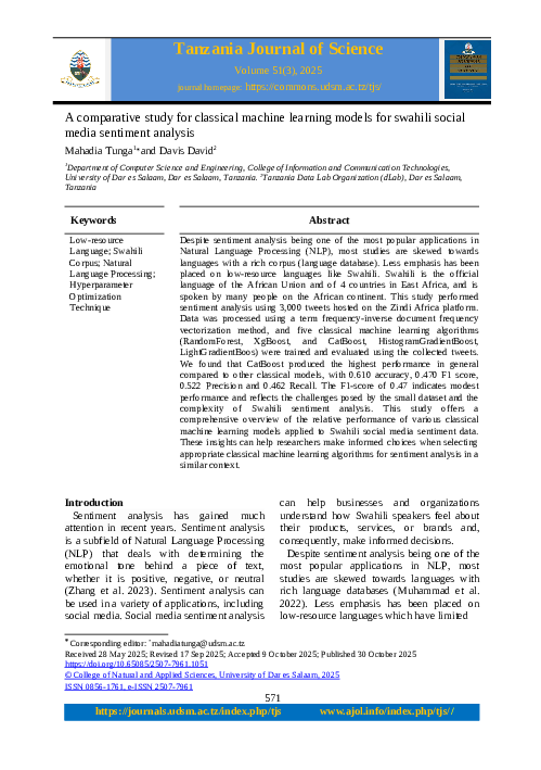 (PDF) A comparative study for classical machine learning models for ...