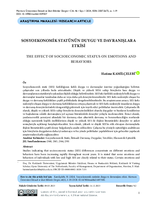 (PDF) The Effect of Socioeconomic Status on Emotions and Behaviors