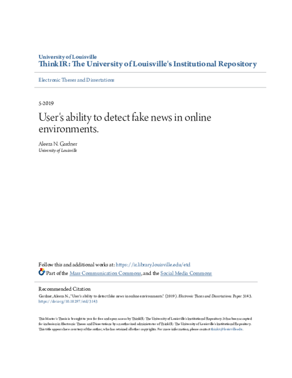 (PDF) Applying Machine Learning to Detect Fake News