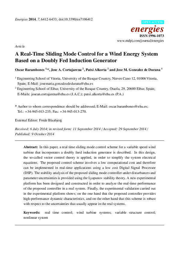 (PDF) Article A Real-Time Sliding Mode Control for a Wind Energy System ...