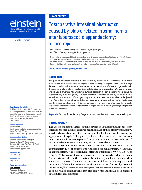 (PDF) Postoperative intestinal obstruction caused by staple-related ...