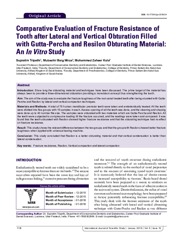 (PDF) Comparative Evaluation of Fracture Resistance of Tooth after ...