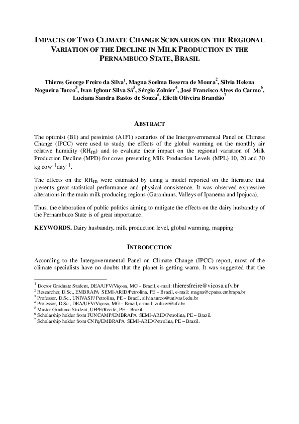 (PDF) Impacts of two climate change scenarios on the regional variation ...