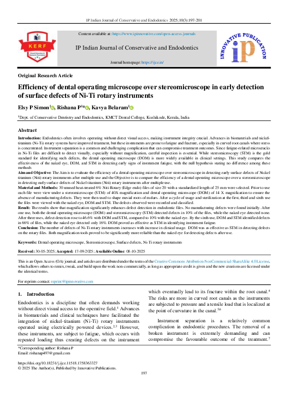(PDF) Efficiency of dental operating microscope over stereomicroscope ...