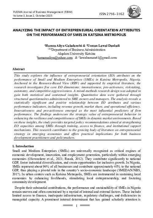 (PDF) ANALYZING THE IMPACT OF ENTREPRENEURIAL ORIENTATION ATTRIBUTES ON ...