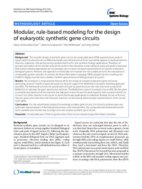 (PDF) Modular, rule-based modeling for the design of eukaryotic ...