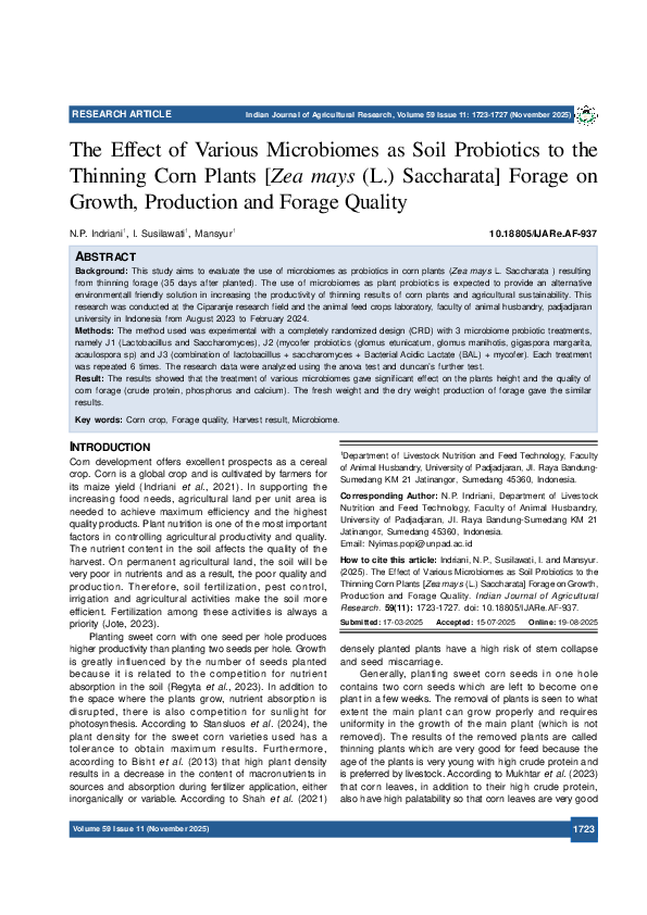 (PDF) The Effect of Various Microbiomes as Soil Probiotics to the ...