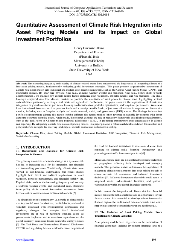 (PDF) Quantitative Assessment of Climate Risk Integration into Asset ...
