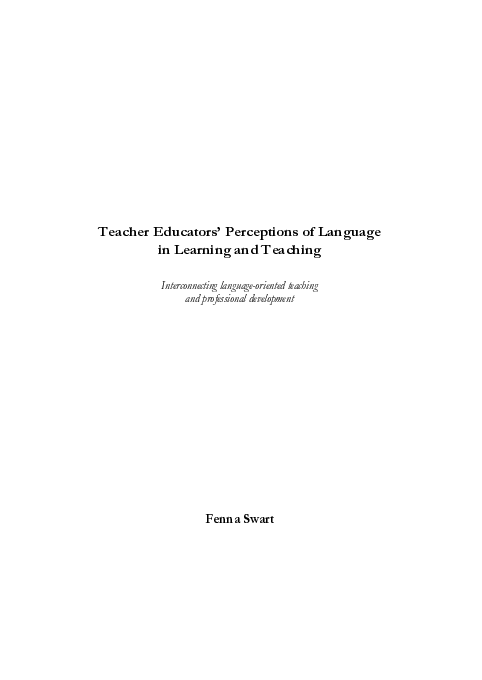 (PDF) Teacher educators' perceptions of language in learning and ...