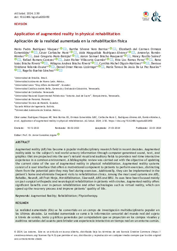 (PDF) Application of augmented reality in physical rehabilitation
