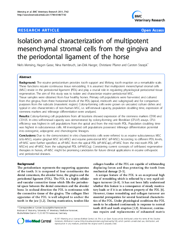 (PDF) Isolation and characterization of multipotent mesenchymal stromal ...
