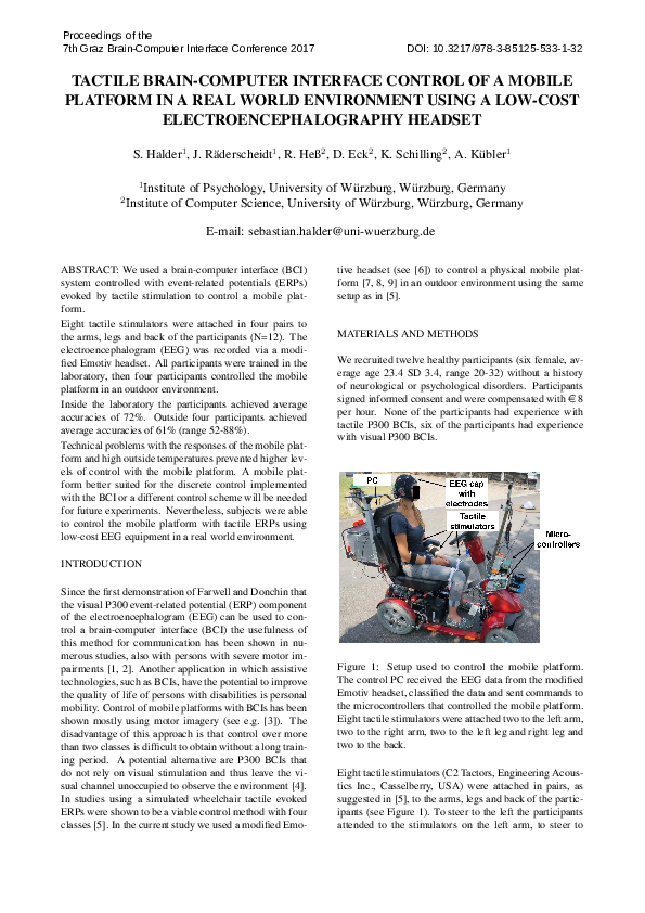 (PDF) Tactile brain-Computer Interface control of a Mobile Platform in ...