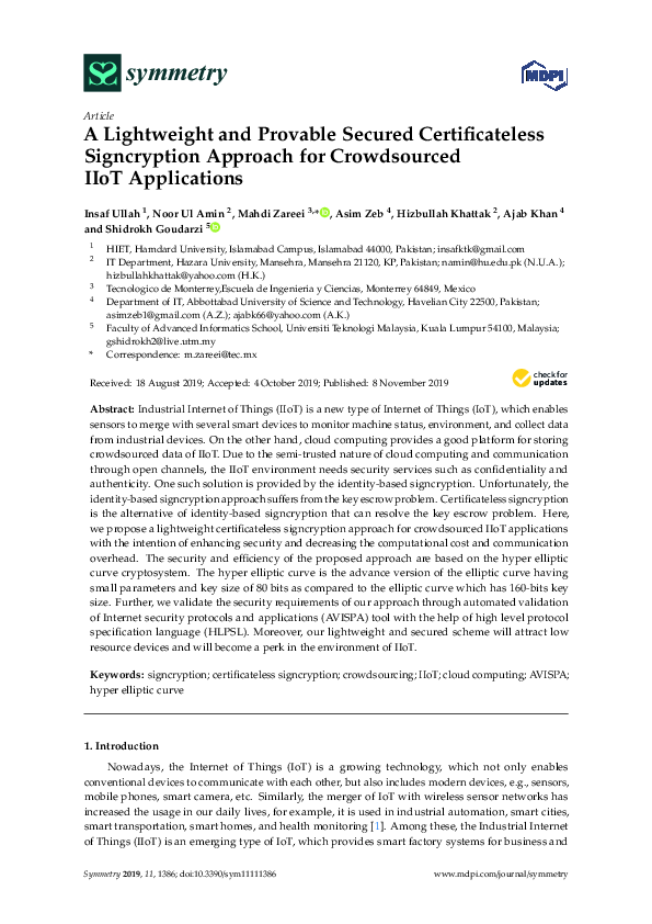 (PDF) A Lightweight and Provable Secured Certificateless Signcryption ...
