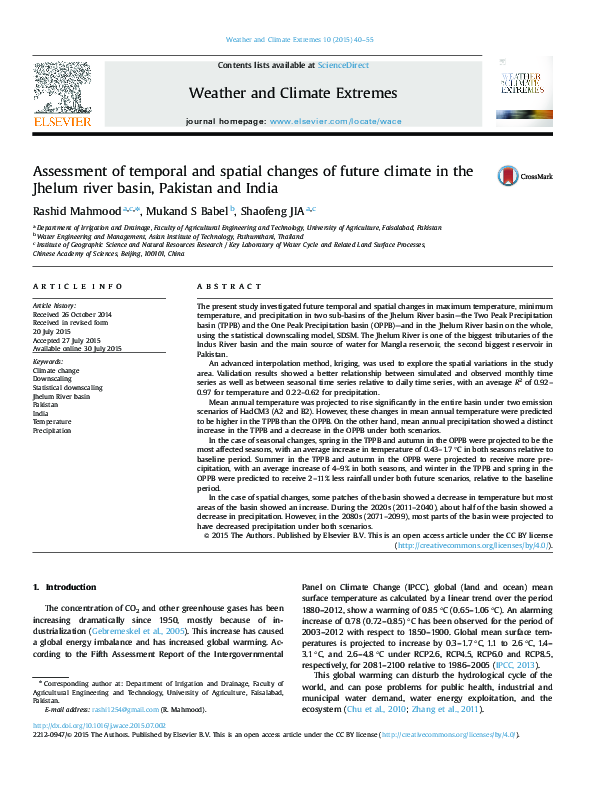 (PDF) Assessment of temporal and spatial changes of future climate in ...