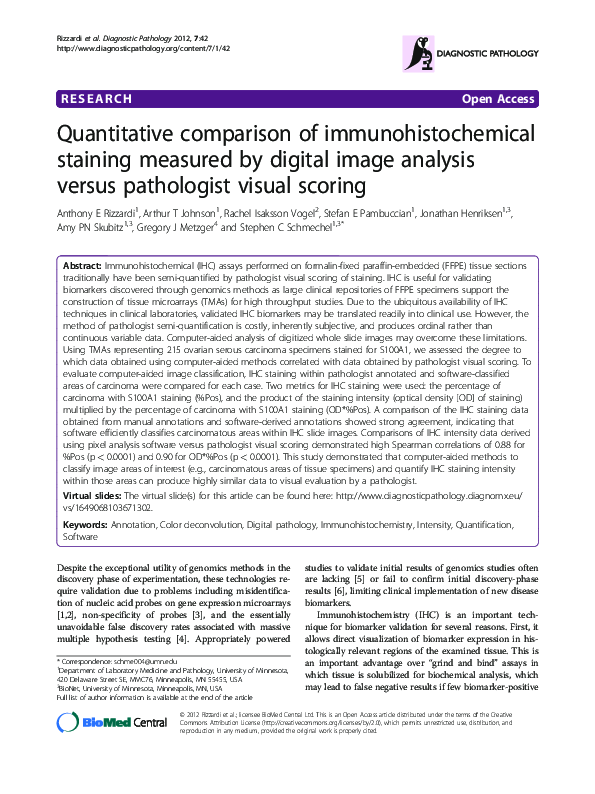 (PDF) Quantitative comparison of immunohistochemical staining measured ...