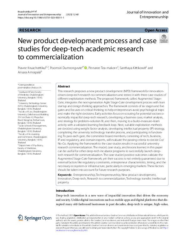 (PDF) New product development process and case studies for deep-tech ...