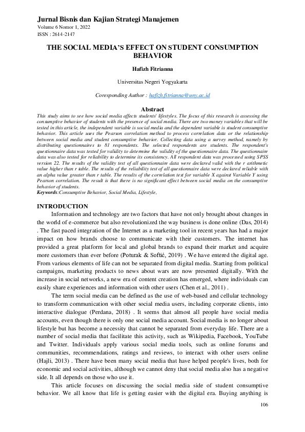 (PDF) The Social Media’s Effect on Student Consumption Behavior