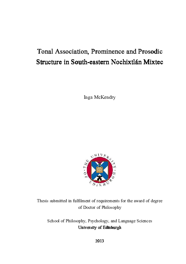 (PDF) Tonal Association and Prosodic Structure