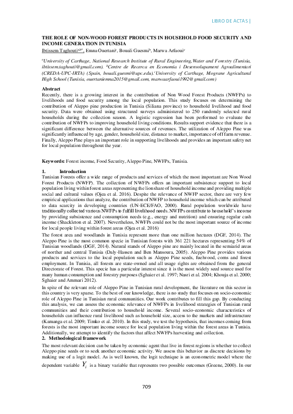 (PDF) The role of non-wood forest products in household food security ...