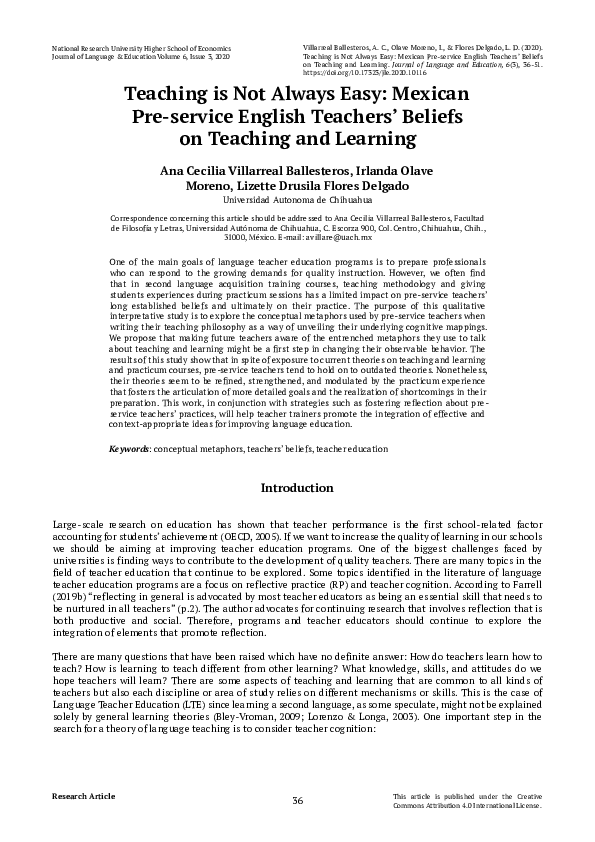 (PDF) Teaching is Not Always Easy: Mexican Pre-service English Teachers ...