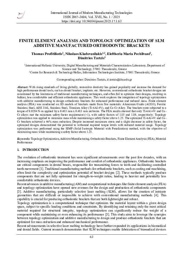 (PDF) FINITE ELEMENT ANALYSIS AND TOPOLOGY OPTIMIZATION OF SLM ADDITIVE ...