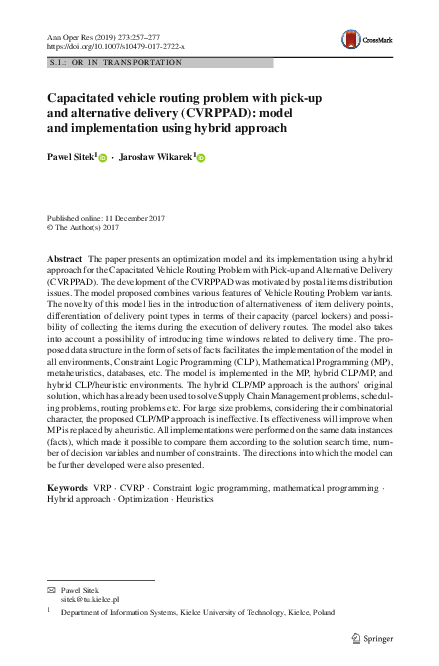 (PDF) Capacitated vehicle routing problem with pick-up and alternative ...