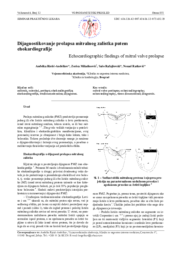(PDF) Echocardiographic findings of mitral valve prolapse