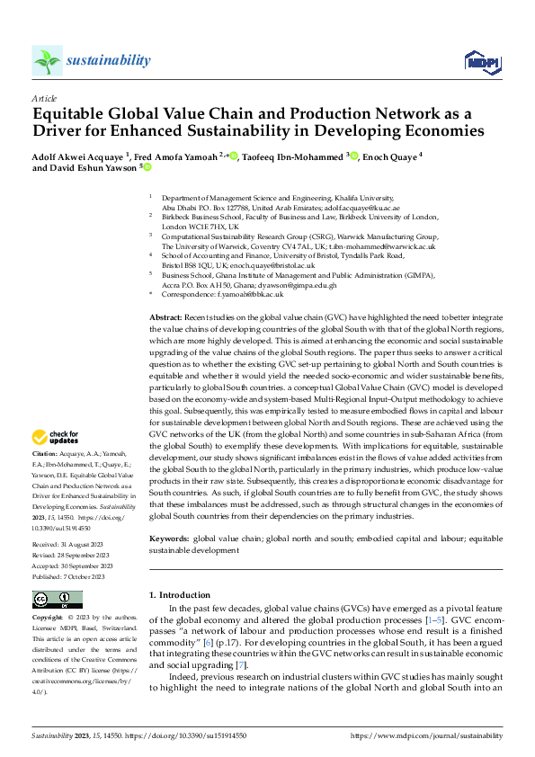 (PDF) Equitable Global Value Chain and Production Network as a Driver ...