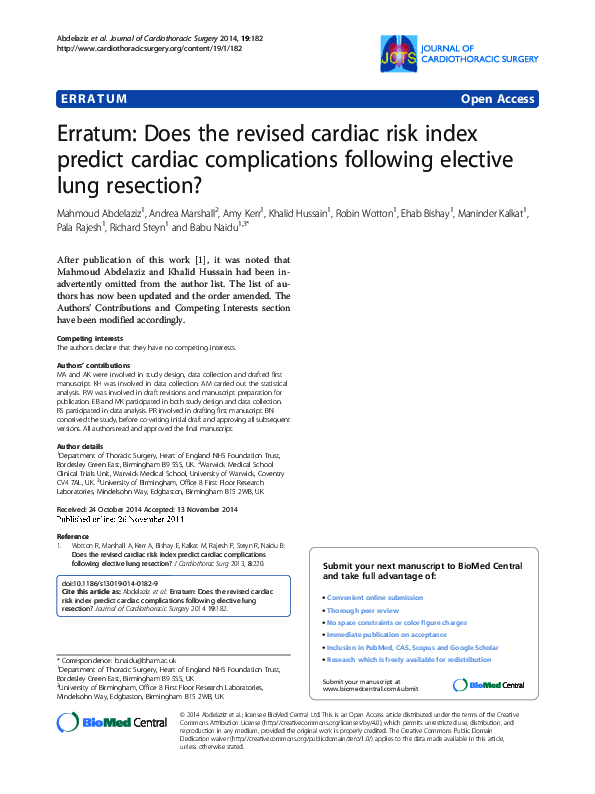 (PDF) Erratum: Does the revised cardiac risk index predict cardiac ...