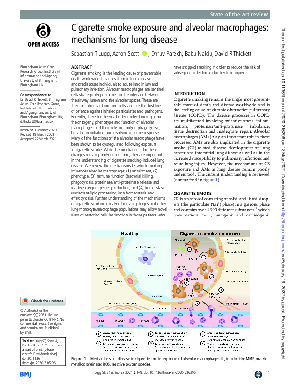 (PDF) Cigarette smoke exposure and alveolar macrophages: mechanisms for ...