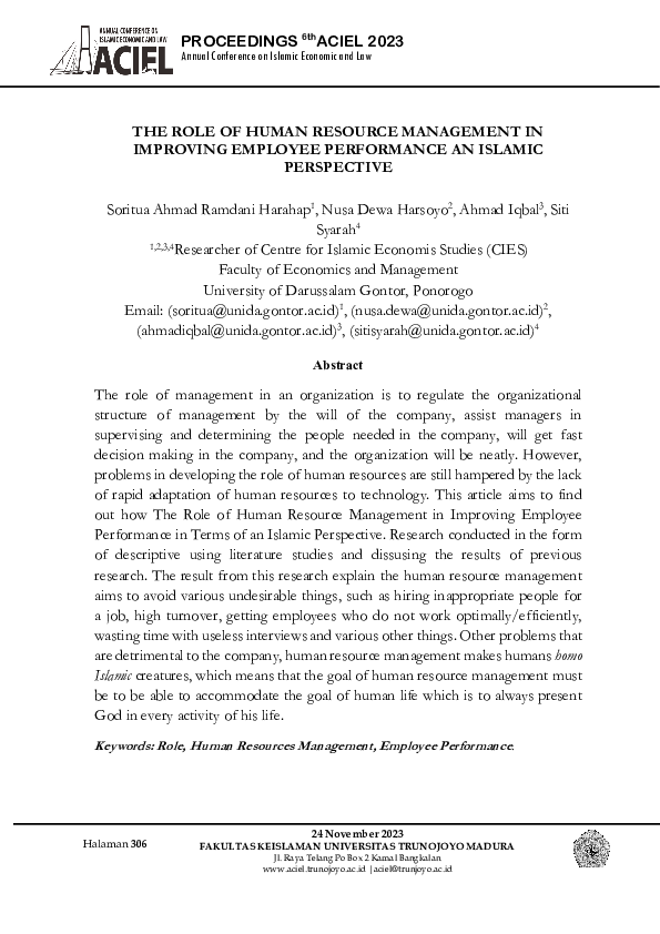 (PDF) The Role of Human Resource Management in Improving Employee ...