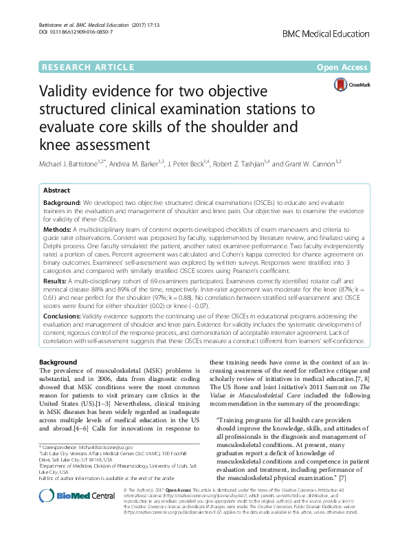 (PDF) Validity evidence for two objective structured clinical ...