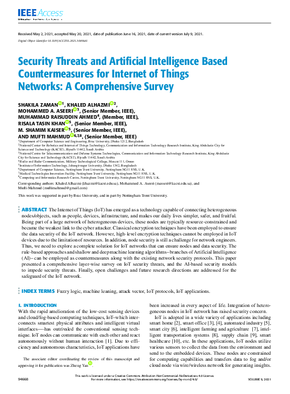 (PDF) Security Threats and Artificial Intelligence Based ...