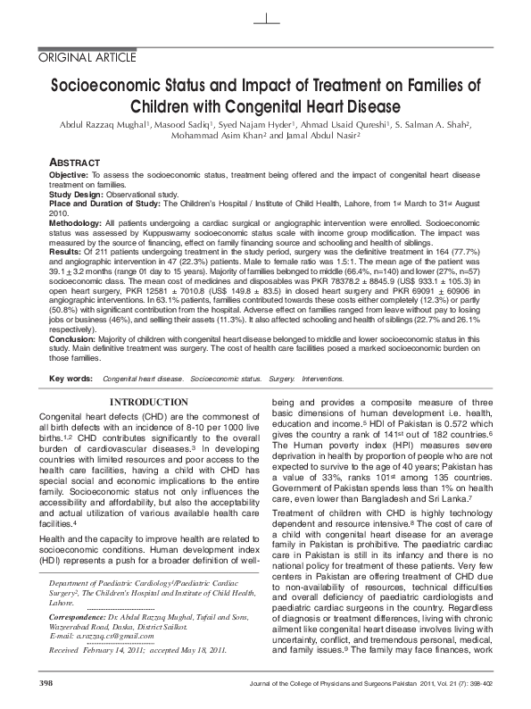 (PDF) Socioeconomic status and impact of treatment on families of ...